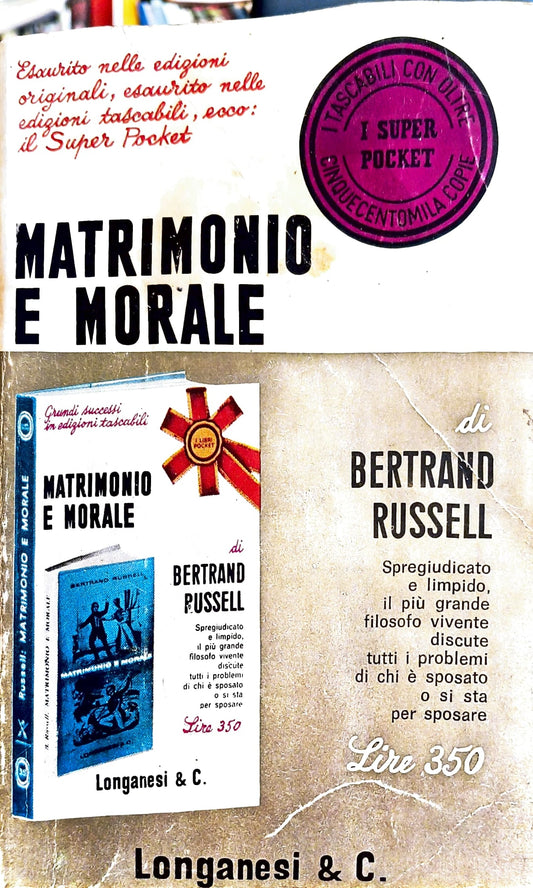 Copertina Matrimonio e Morale - Bertrand Russell